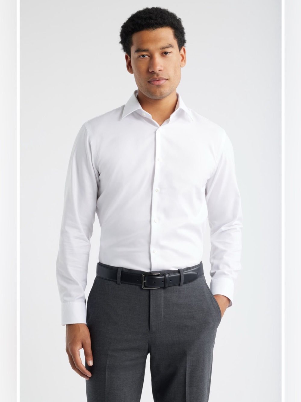 Nordstrom Trim Fit Royal Oxford Dress Shirt White 16.5 32/33 EUC